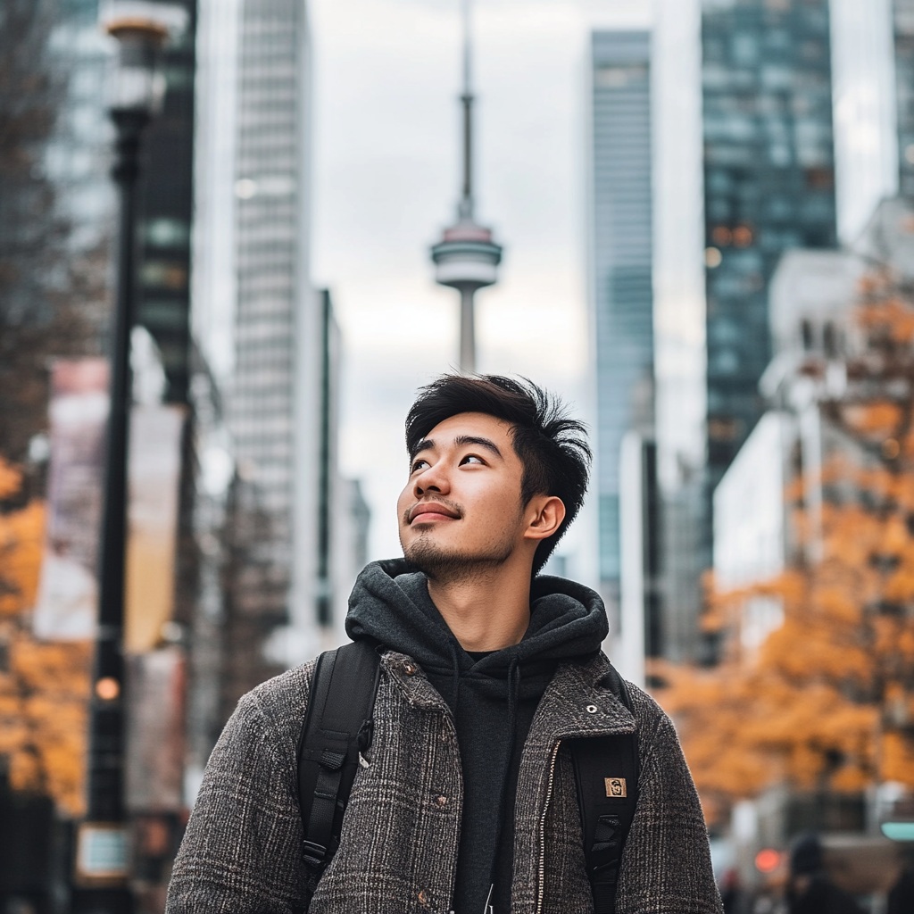 A_traveler_visiting_Canada_standing_outdoors_in